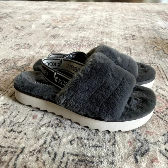 Ugg Koolaburra Women's FUZZ'N II Gray Slip On Slippers Fluff Yeah Faux Fur SZ 9 - Picture 3 of 7